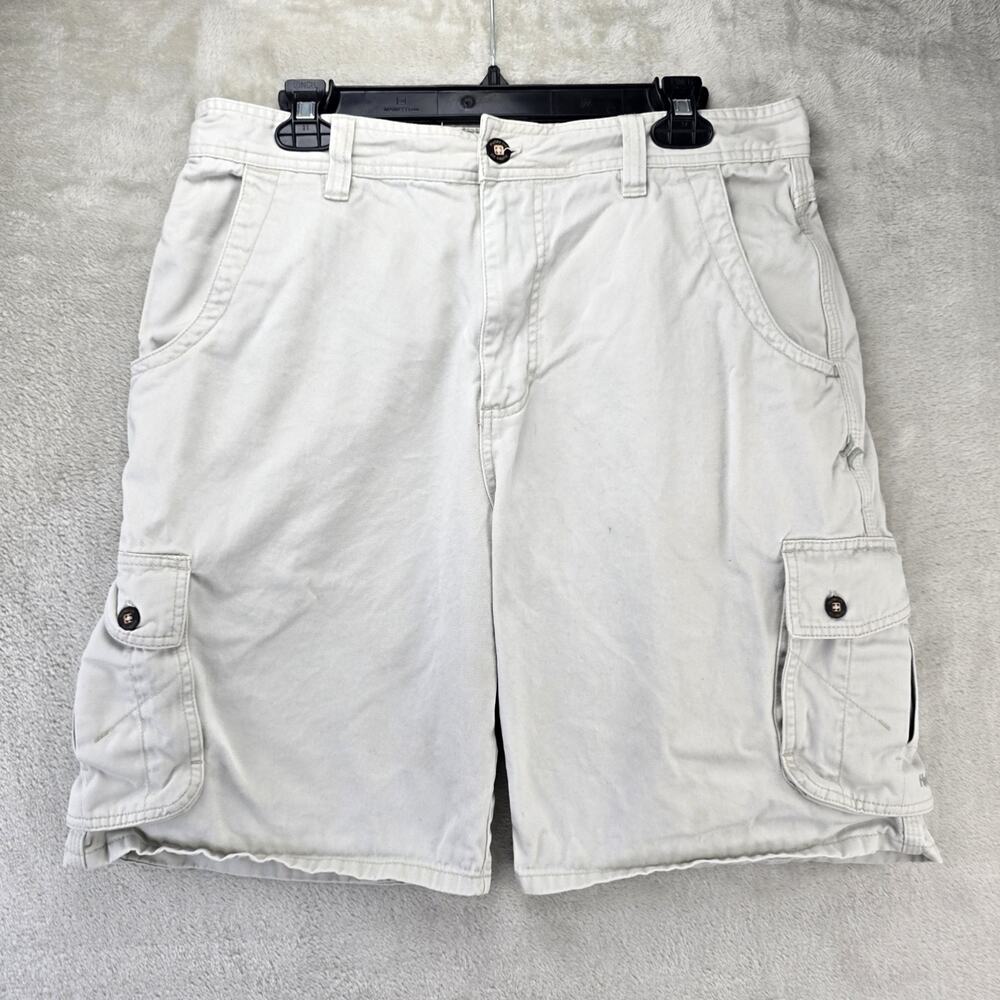 Vintage Hurley Shorts Men 33x10 Ivory Cargo Skater Grunge Y2K Surf